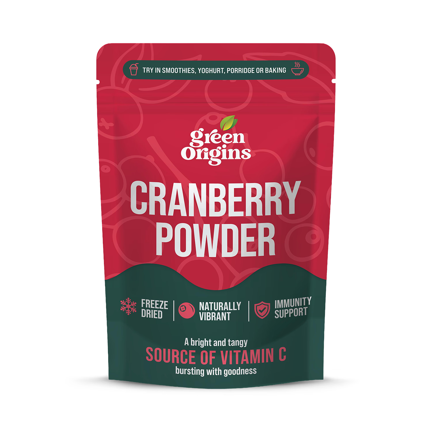 Green Origins freeze dried cranberry powder 100g, UK version