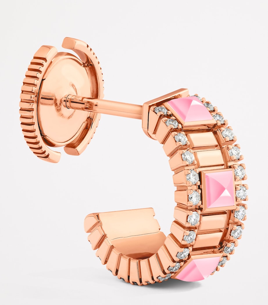 MARLI New York mini rose gold diamond quartzite hoop earrings (British brand)