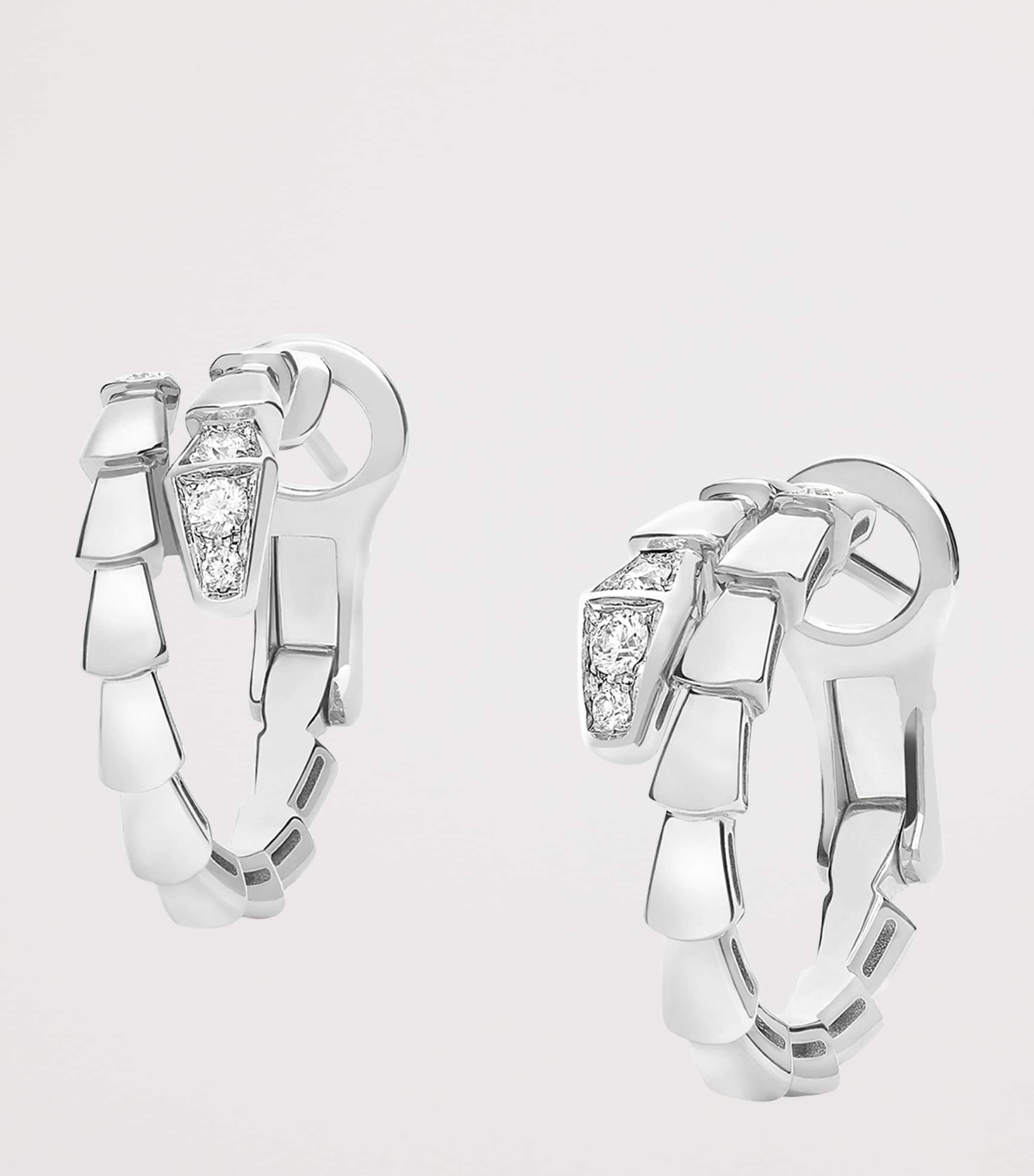 Bvlgari Serpenti Viper hoop earrings in white gold with diamonds, UK version