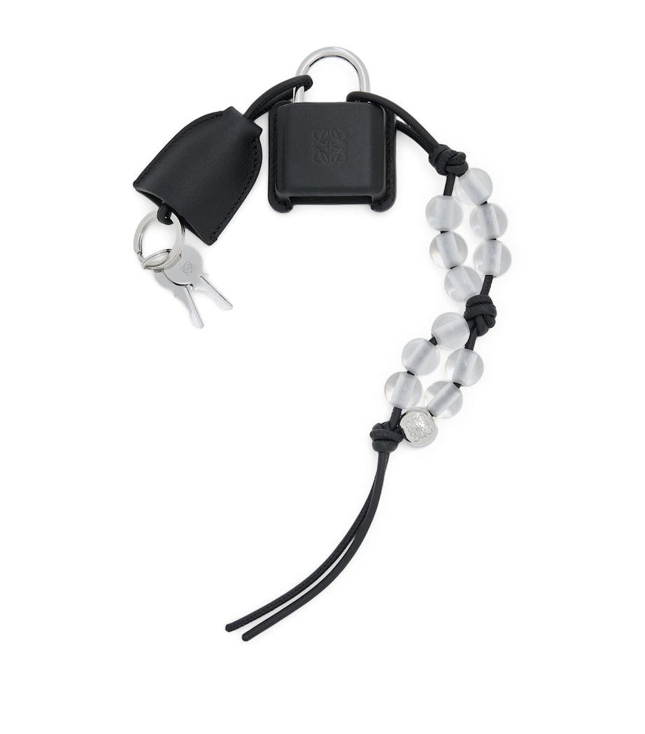 LOEWE Amazona padlock bag charm calfskin stainless steel, UK version