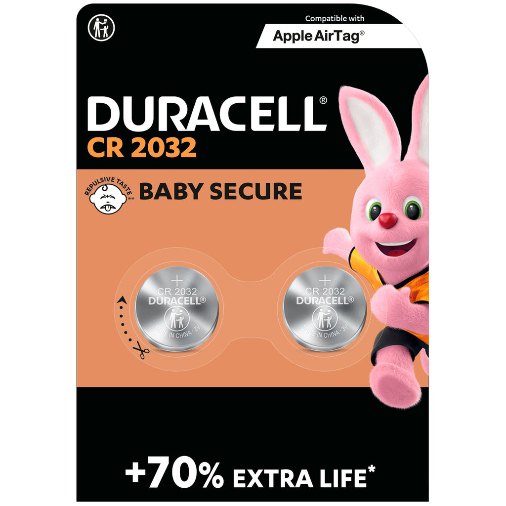 Duracell Specialty 2032 Lithium Coin Battery 3V (DL2032 / CR2032), pack of 2