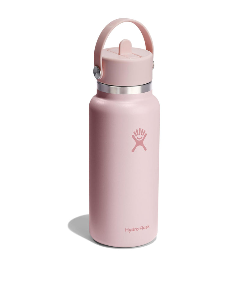 Hydro Flask wide mouth water bottle with flex straw cap 946ml, UK version