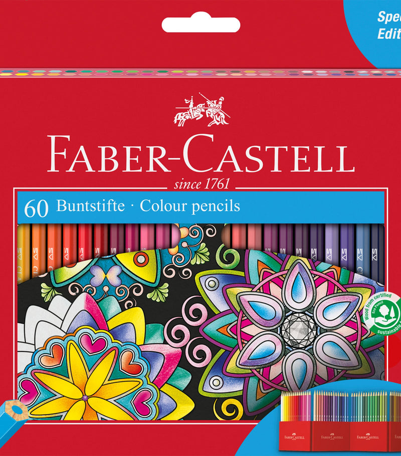 Faber-Castell Classic Colour pencil case with 60 colour pencils - British product