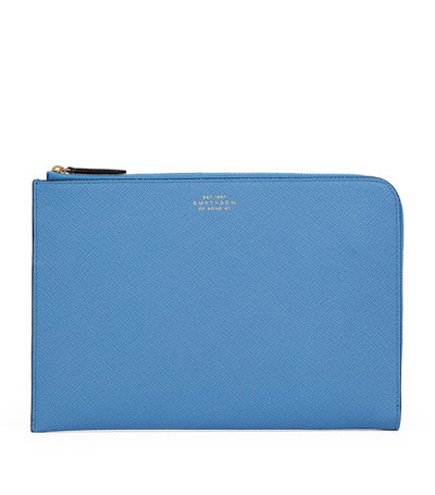 Harrods Smythson Panama Leather Slim Pouch- Buy online at McGrocer