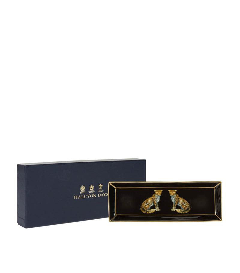 Halcyon Days Leopards Rectangular Tray 20.5cm x 7.5cm, UK version