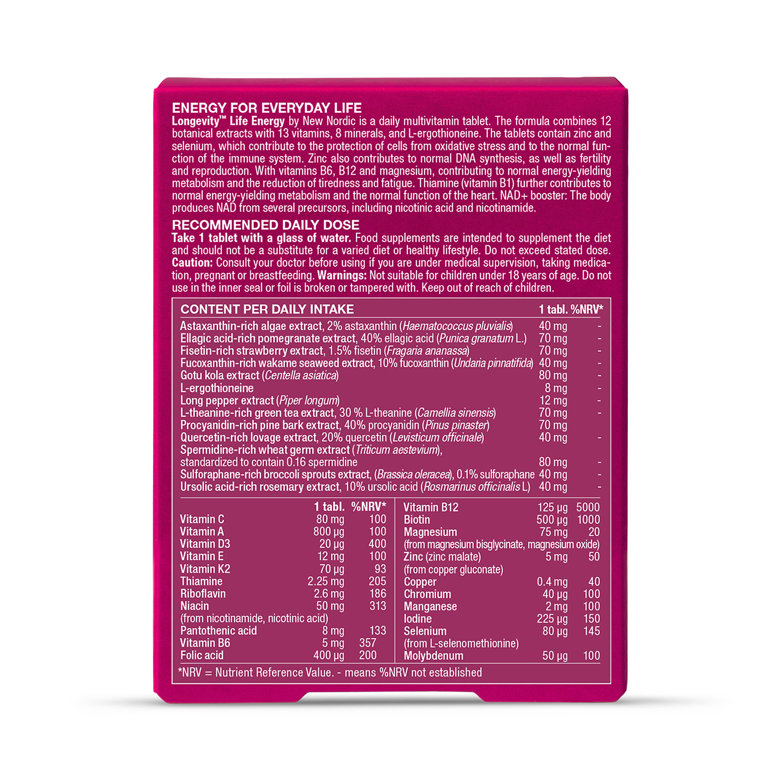 New Nordic Longevity Life Energy 30 tablets, UK version