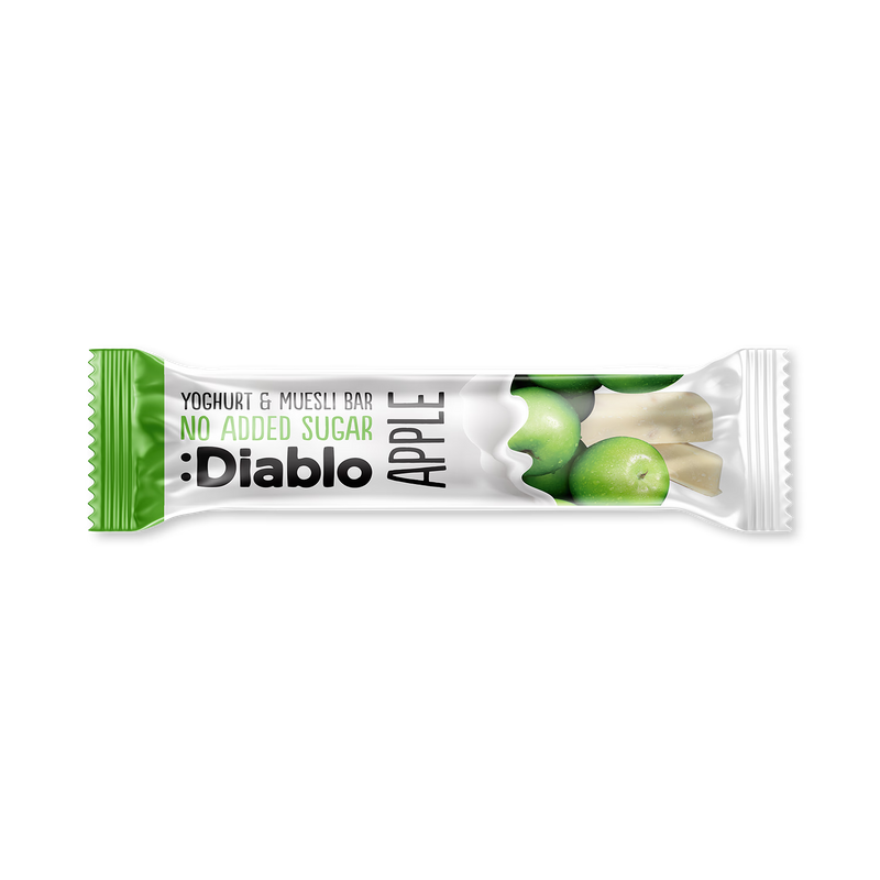 Diablo apple muesli snack bar 30g, imported from the UK