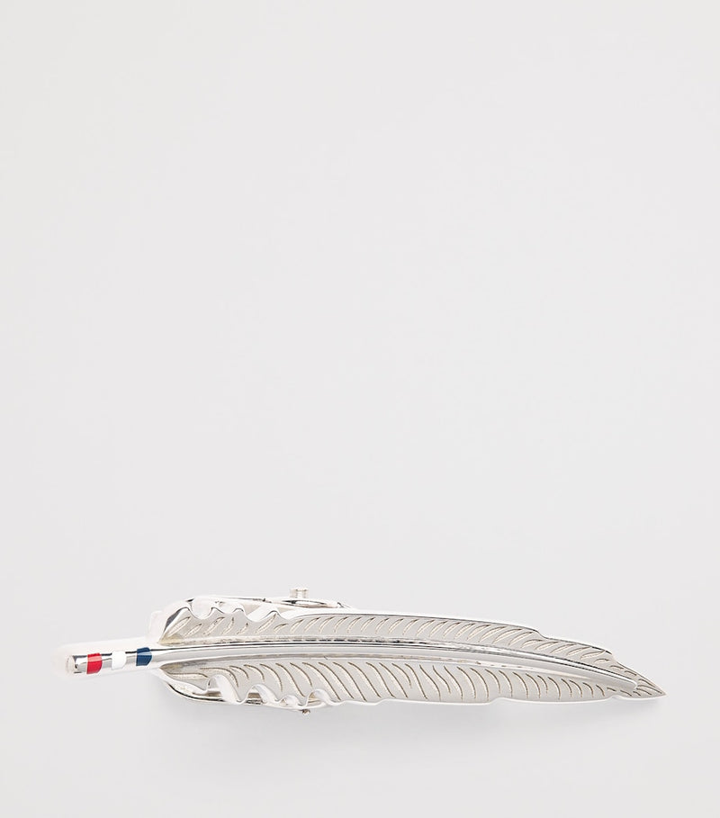 Thom Browne feather tie bar in sterling silver, imported from the UK