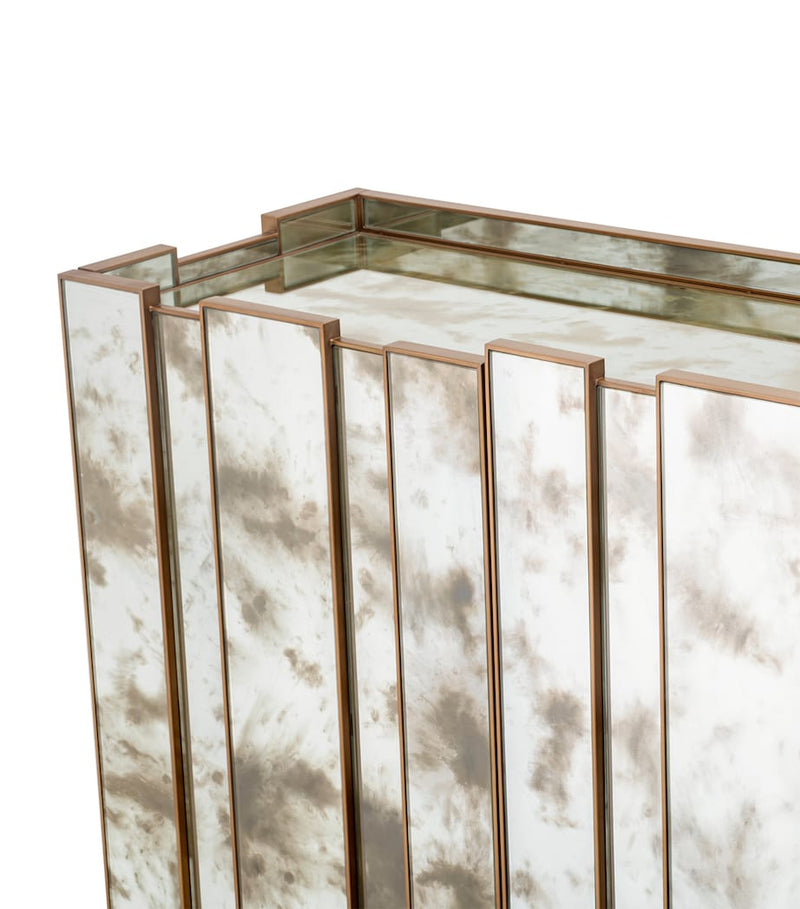 Eichholtz Nottingham Bar Schrank antikes Spiegelglas und Messing, UK-Version