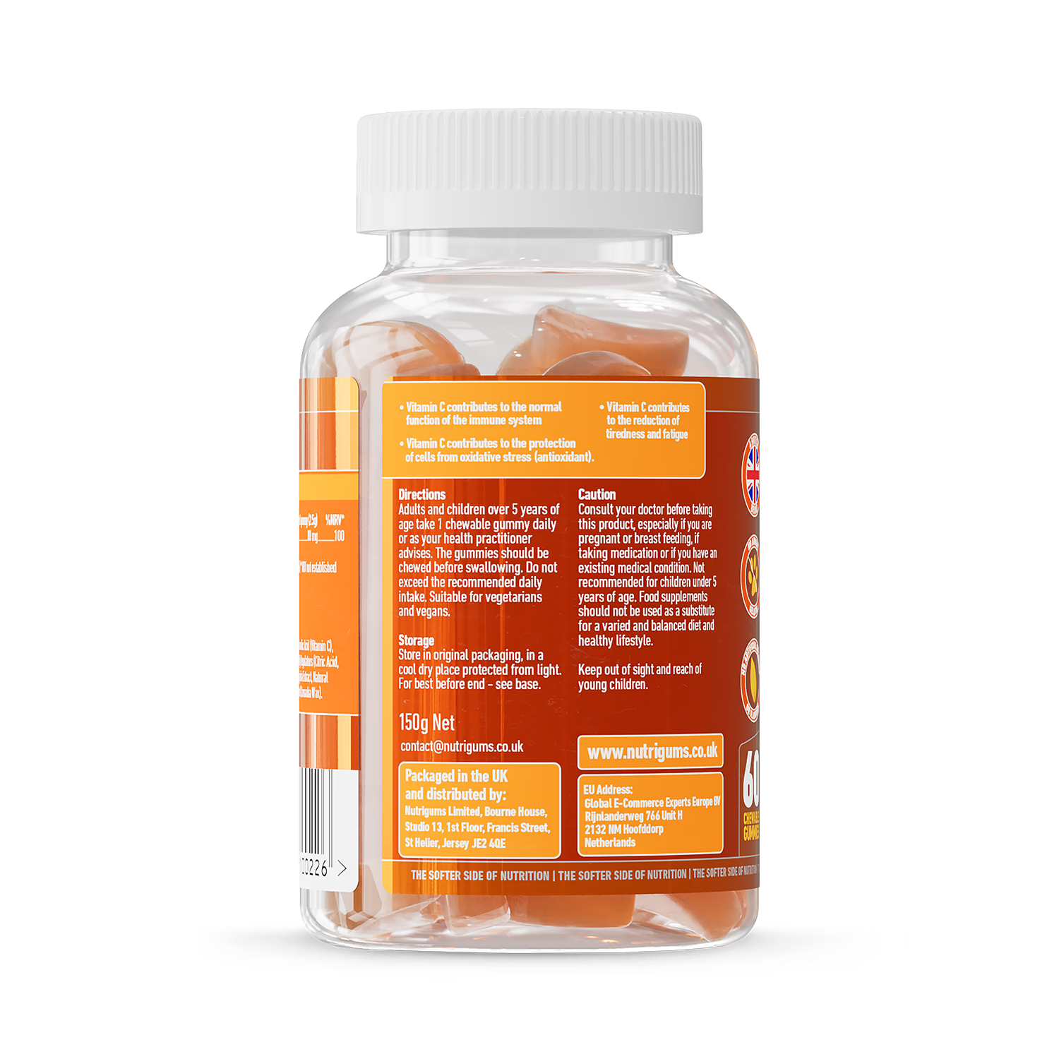 Nutrigums vitamin C gummies 60 orange flavour, UK version