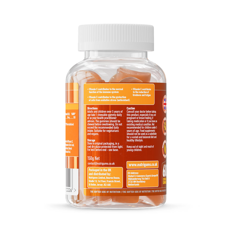Nutrigums vitamin C gummies 60 orange flavour, UK version