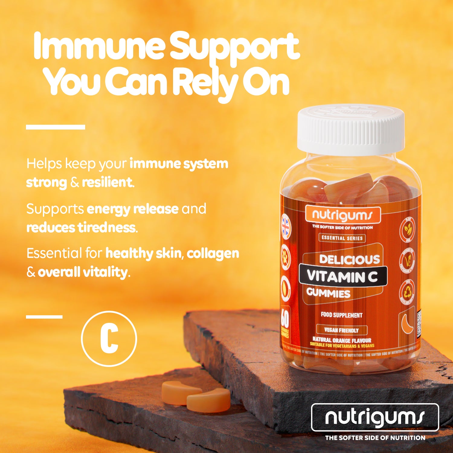 Nutrigums vitamin C gummies 60 orange flavour, UK version