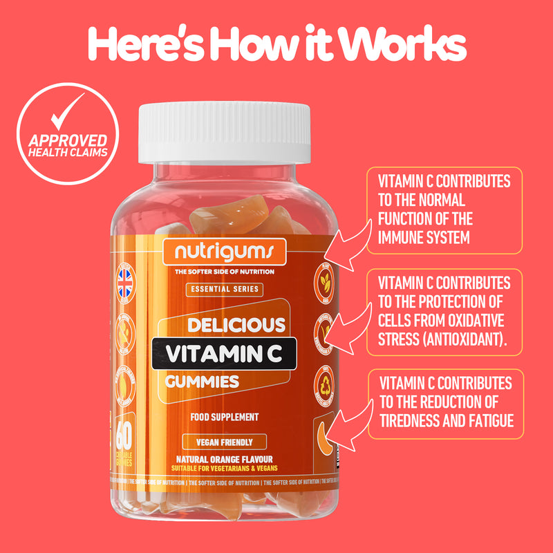 Nutrigums vitamin C gummies 60 orange flavour, UK version