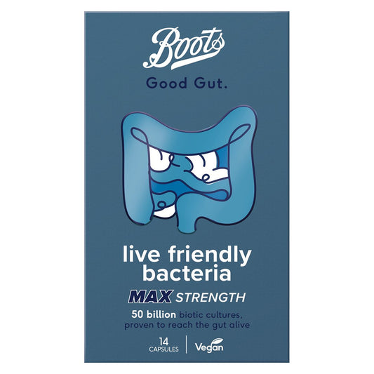 Boots Good Gut Live Friendly Bacteria Max Strength 14 Capsules Vitamins, Minerals & Supplements Boots   