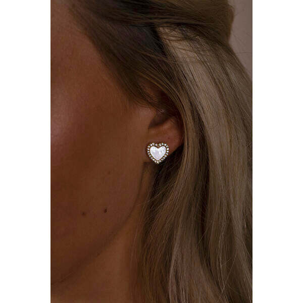 SVNX moonstone heart necklace and earrings set in silver - British product