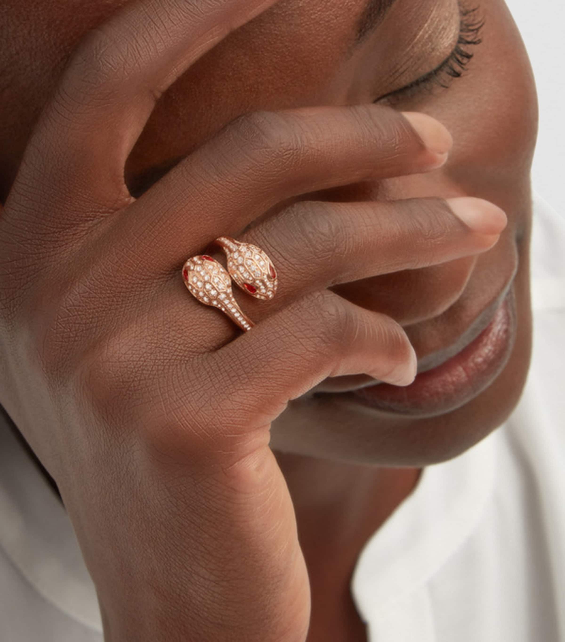 Bvlgari Serpenti Seduttori ring rose gold diamond rubellite, UK version
