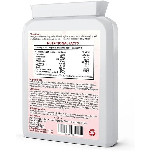 Pharmanostix Vitamin B Complex B-50 90 Capsules, UK version