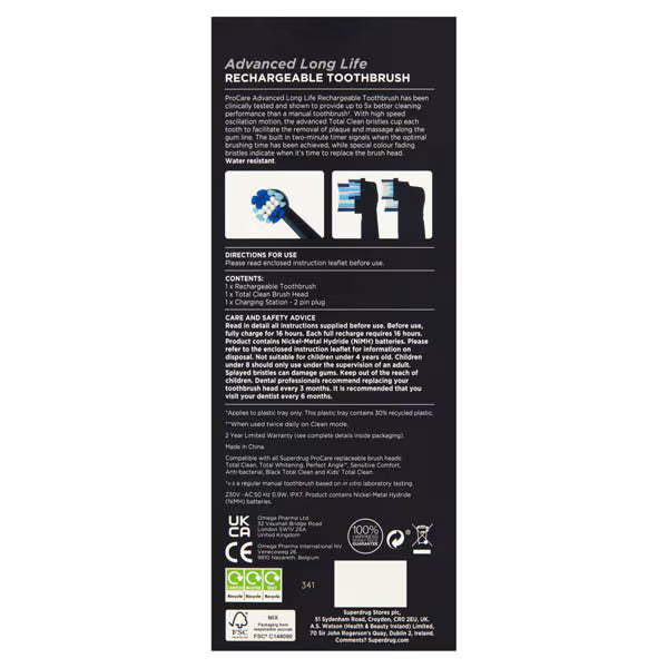 Superdrug ProCare Long Life Electric Toothbrush (British brand)