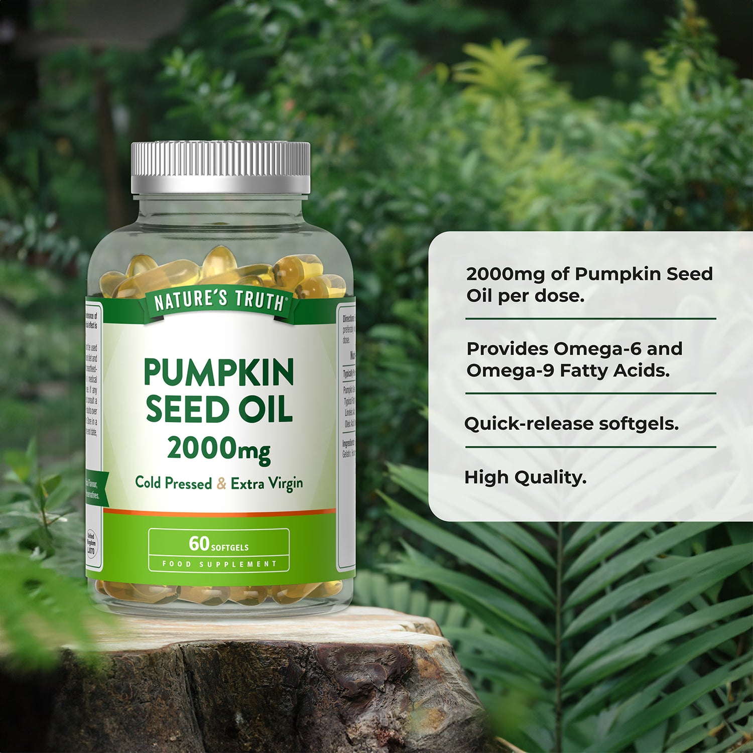 Nature's Truth Pumpkin Seed Oil 2000mg softgels - British product