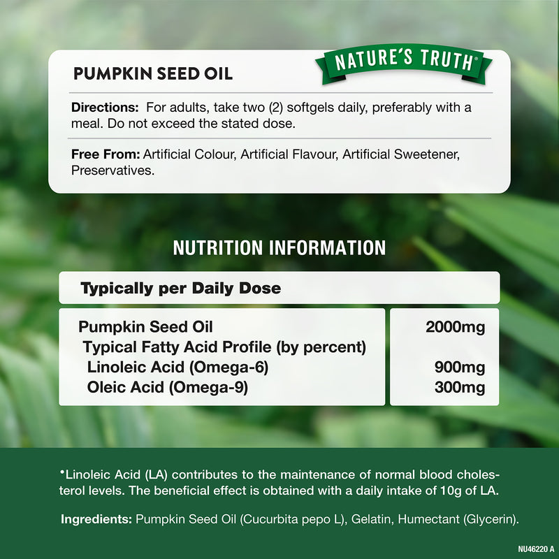 Nature's Truth Pumpkin Seed Oil 2000mg softgels - British product