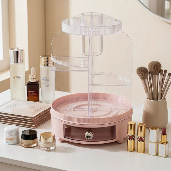 Livingandhome rotating cosmetic organiser pink tabletop - British product