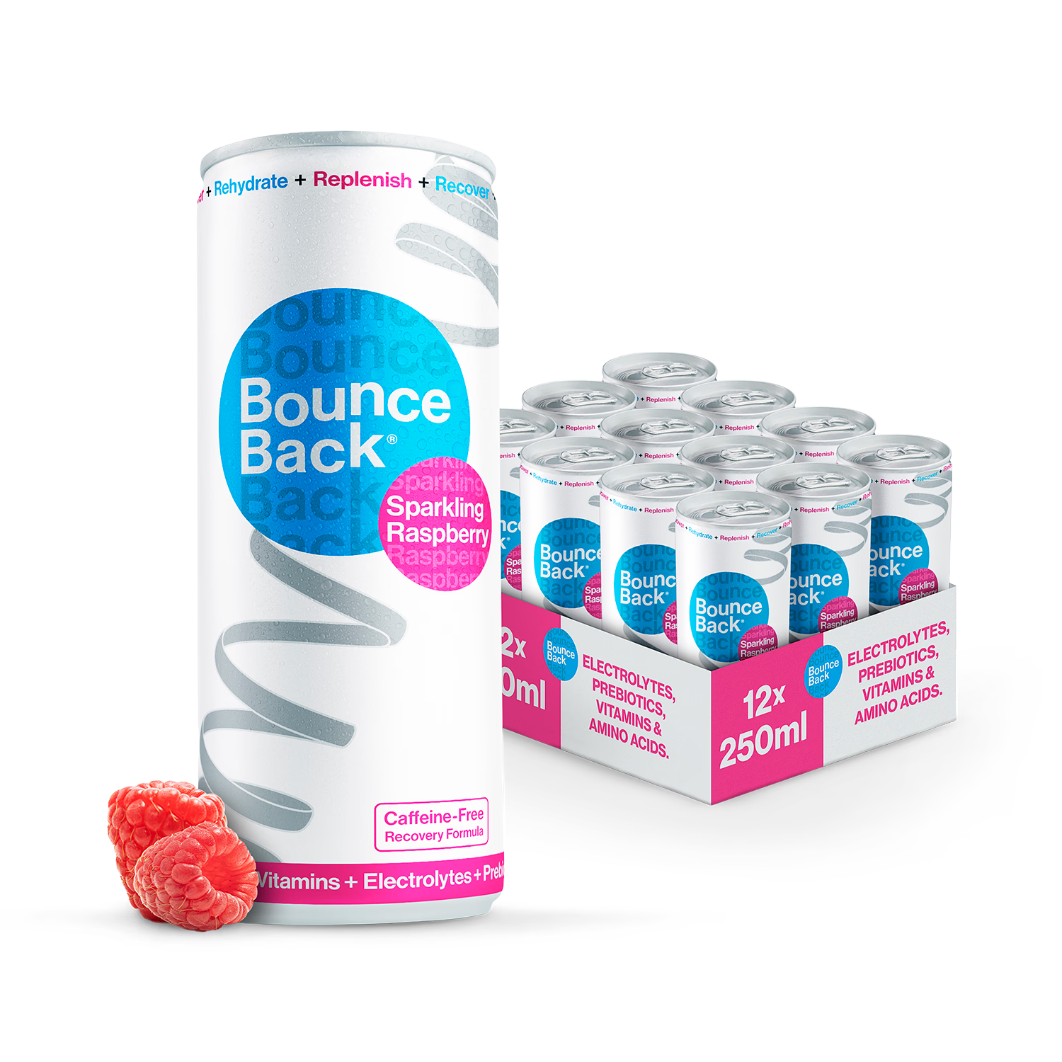 Bounce Back Raspberry recovery drink 250ml case of 12, imported from the UK