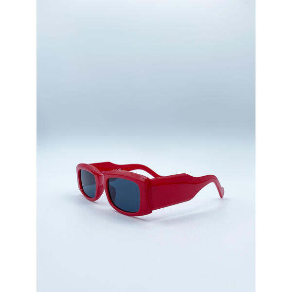 SVNX chunky rectangle sunglasses in red, UV400 protection (British brand)