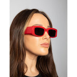 SVNX chunky rectangle sunglasses in red, UV400 protection (British brand)