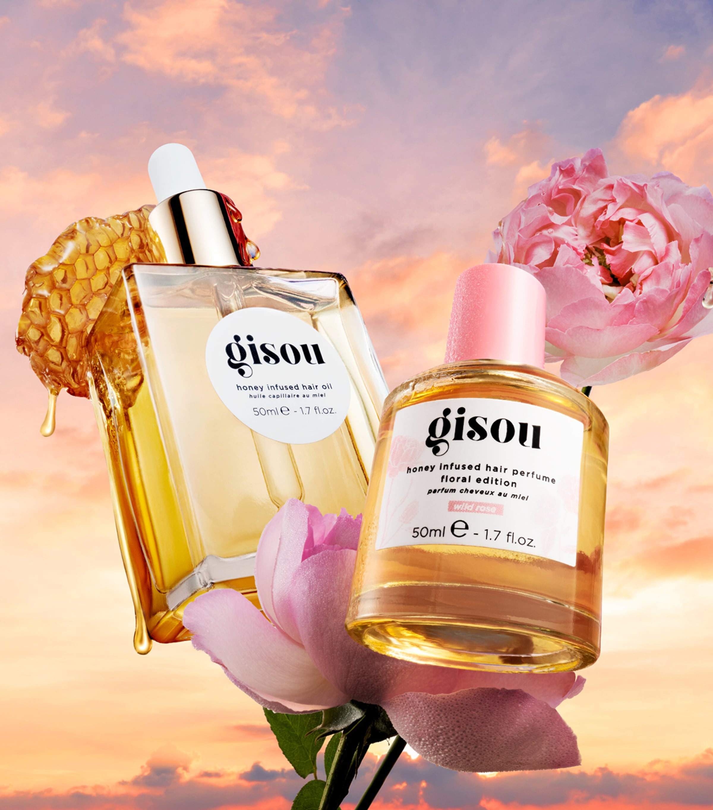 Gisou honey infused hair perfume wild rose 50ml - British product