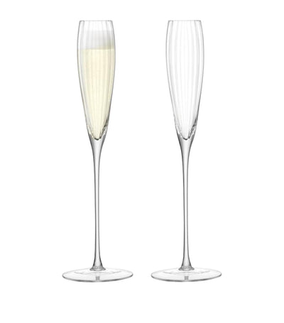 Harrods Set of Two Mouth-Blown Glass Flute Glasses with Textured Finish, 165ml Capacity- Buy online at McGrocer