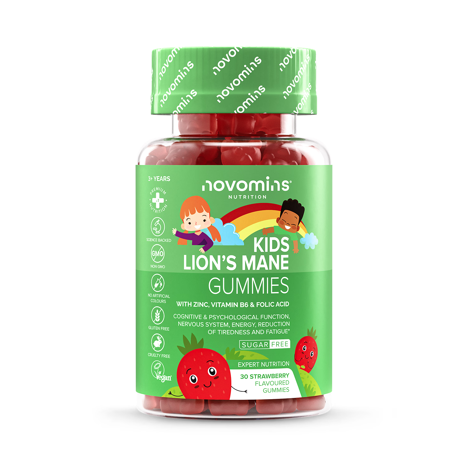 Novomins Kids Lion's Mane strawberry gummies 30 (British brand)