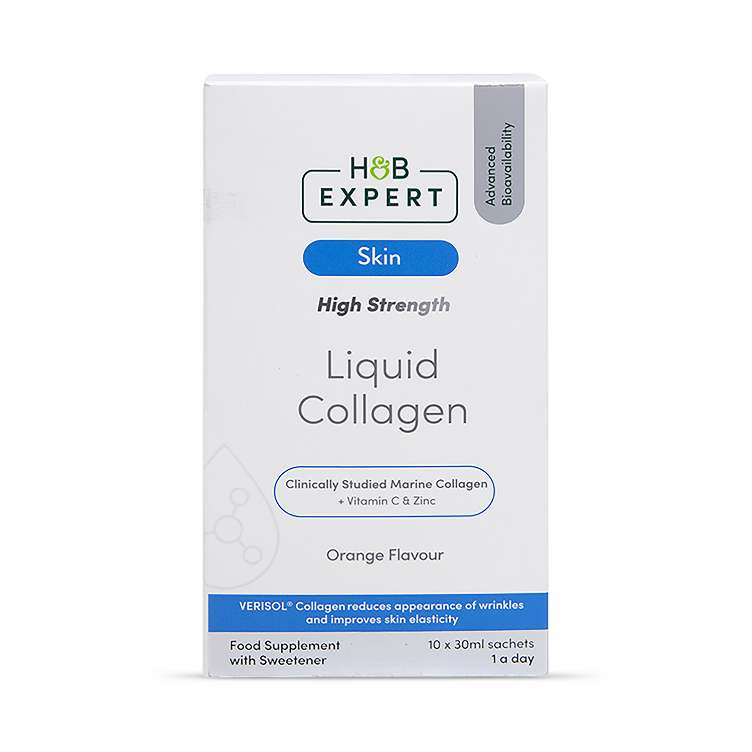 Holland & Barrett Expert Marine Collagen Orange Liquid Sachets - British product