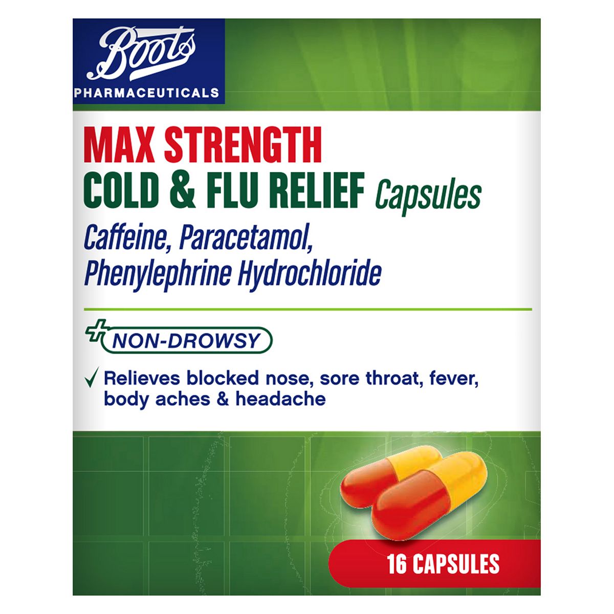 Boots Max Strength Cold & Flu Relief Capsules - 16 Capsules GOODS Boots   