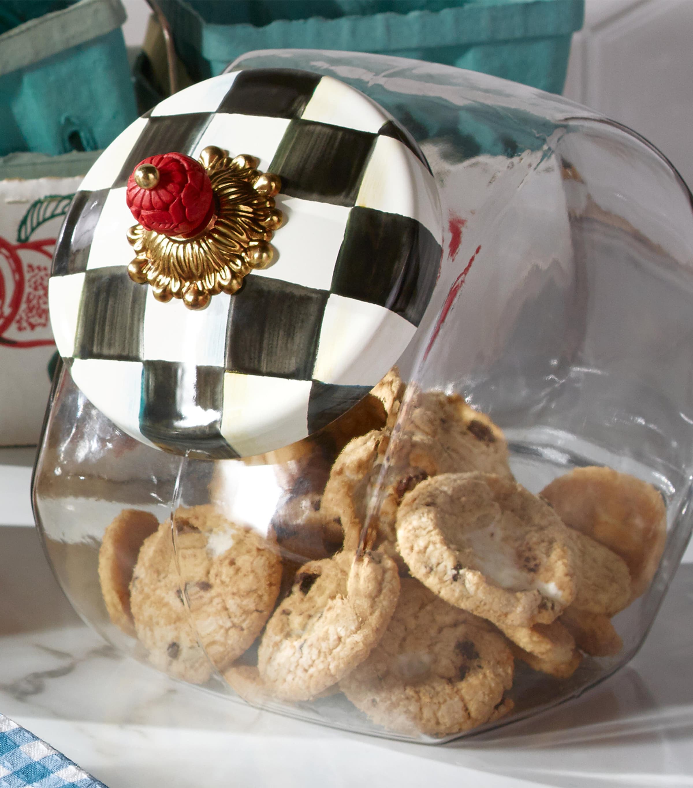 MacKenzie-Childs Courtly Check cookie jar, imported from the UK
