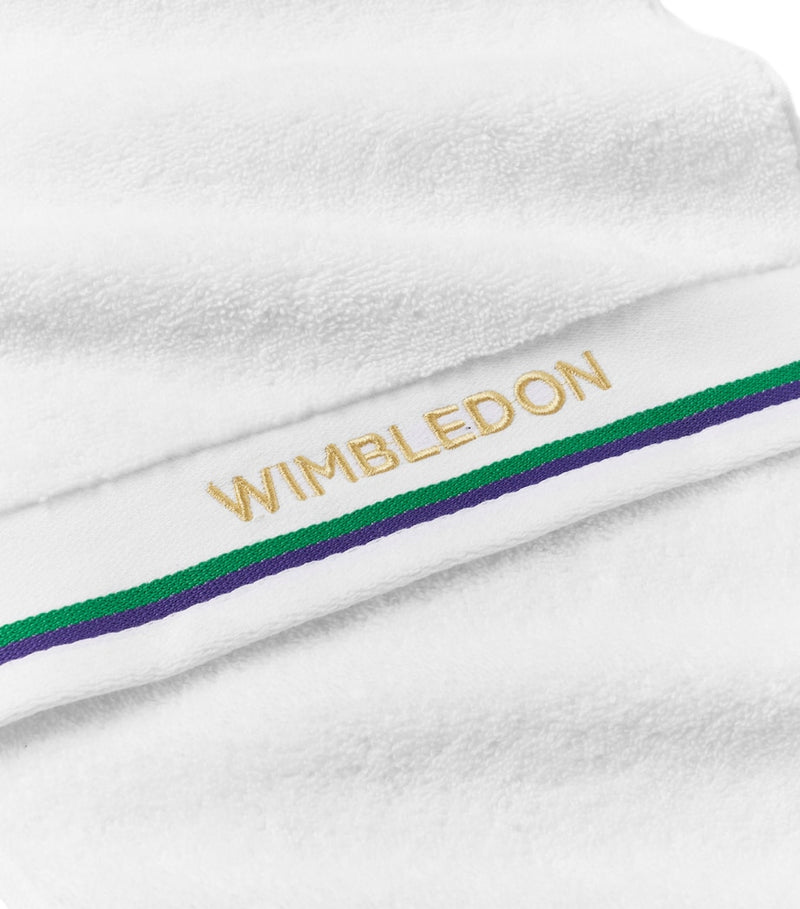 Christy Wimbledon sports towel white green stripes UK version