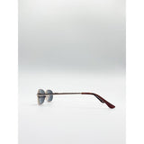 SVNX slim metal frame rectangle sunglasses with gold frame and smoke lenses, UK version