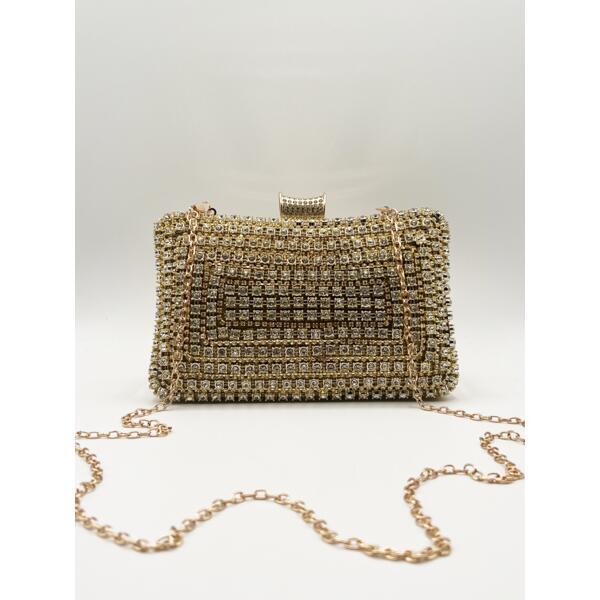 SVNX Gold Diamante clutch bag 20cm - British product