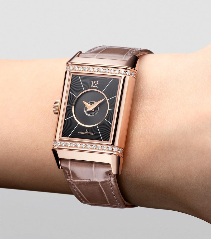 Jaeger-LeCoultre Reverso Duetto pink gold watch with diamonds, UK version