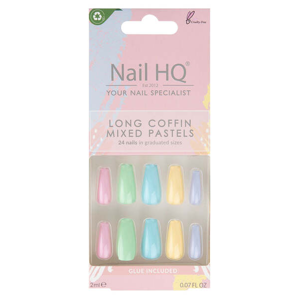 Nail HQ Long Coffin Mixed Pastels GOODS Superdrug   