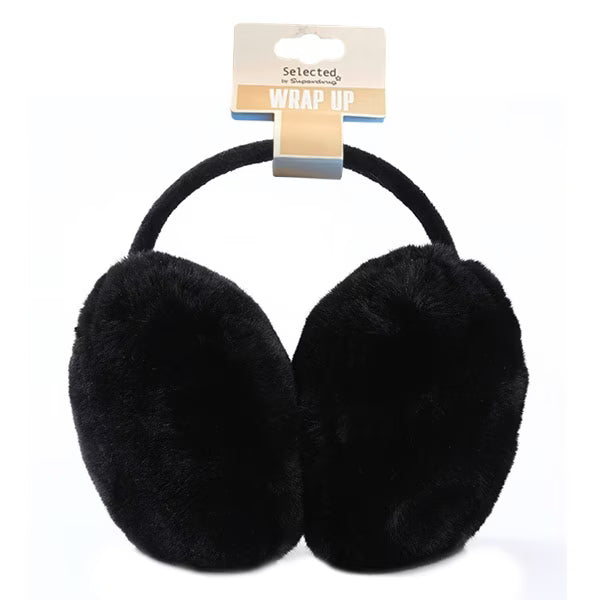 Superdrug black faux fur ear muffs suitable for all (British brand)