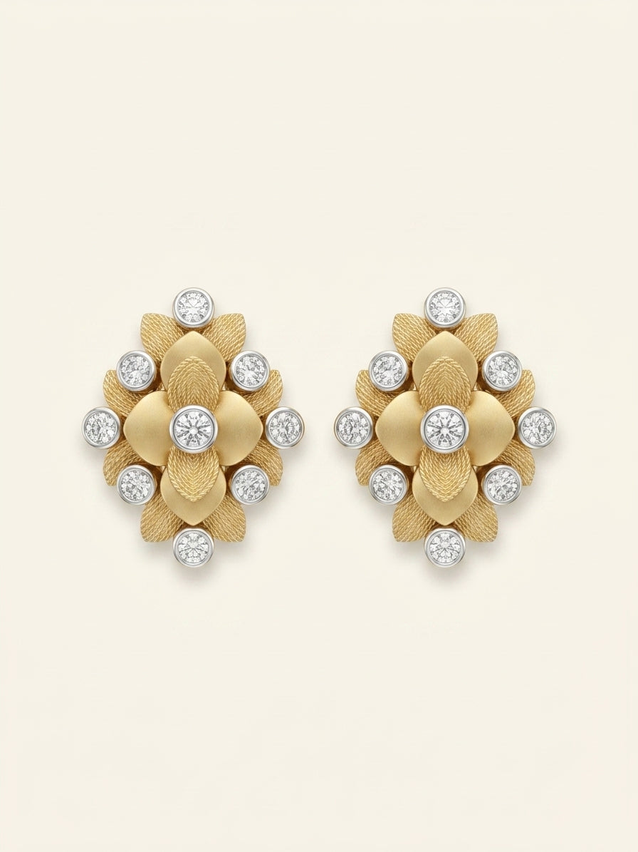 Cartier 18ct yellow gold diamond earrings 0.42ct (British brand)