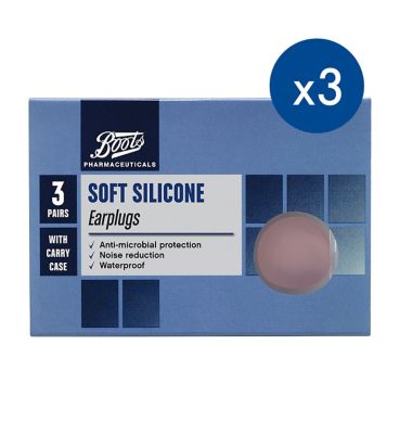 Boots Soft Silicone Earplugs - 3 Pairs x 3 Bundle Suncare & Travel Boots   