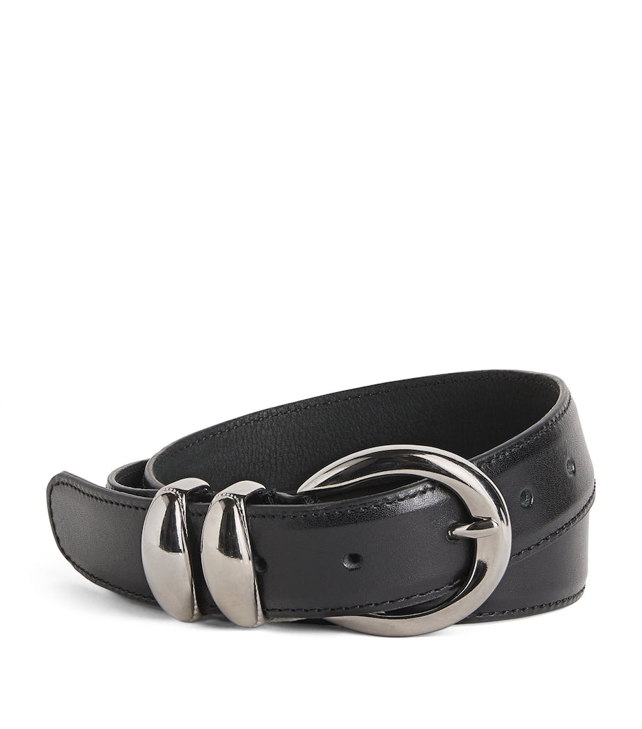 Sandro Paris leather belt 3cm silver buckle (British brand)