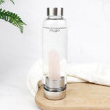 Myga rose quartz crystal glass water bottle - British product