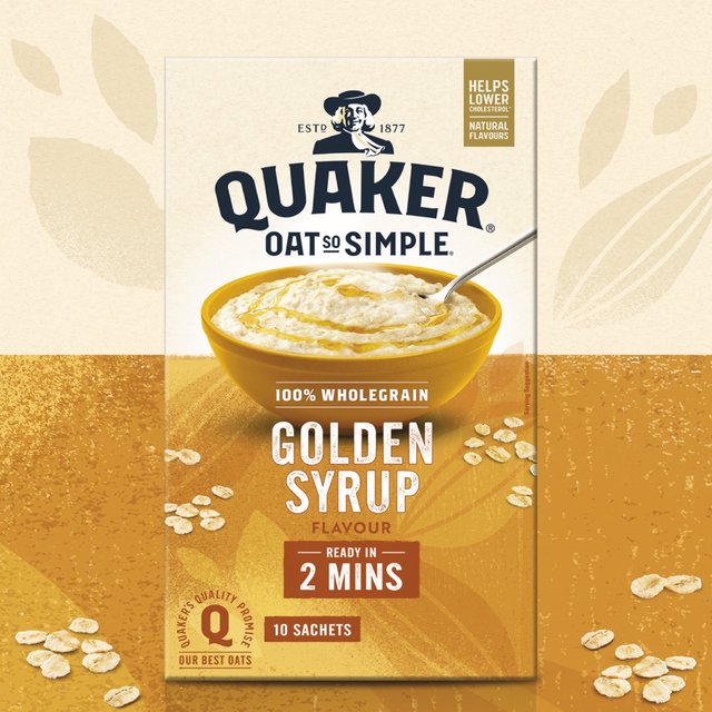 Quaker Oat So Simple Golden Syrup Porridge Sachets Cereal   10 per pack Cereals M&S   