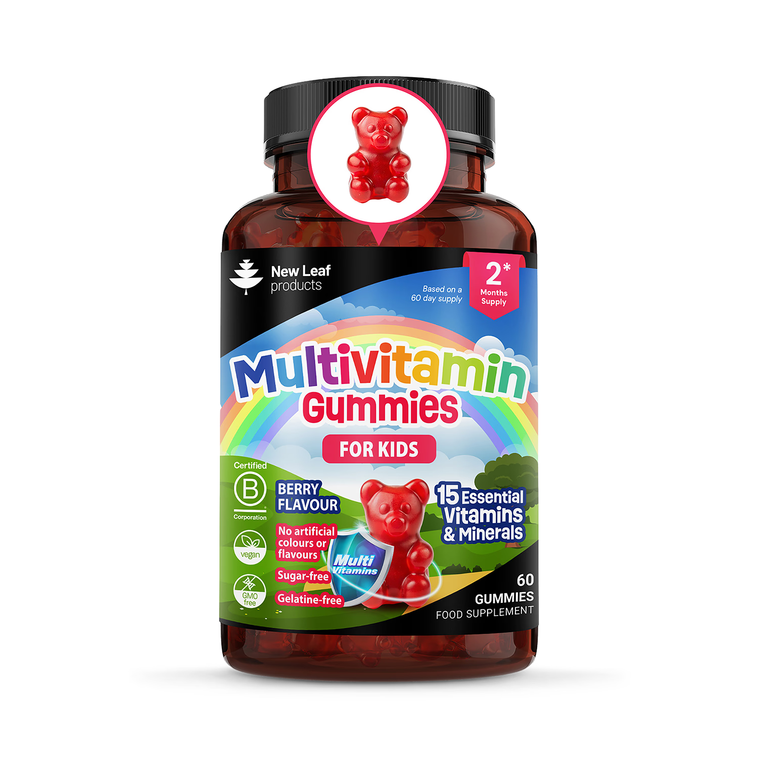 New Leaf Kids Multivitamin Gummies 60 count, UK version