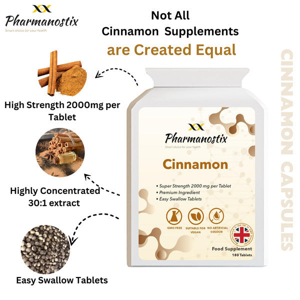 Pharmanostix cinnamon supplement 2000mg 180 tablets (British brand)
