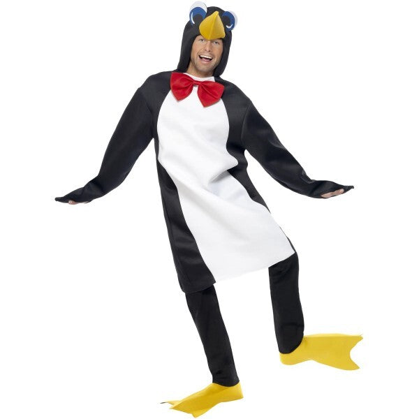 Smiffys penguin costume with bow tie and bootcovers, UK version