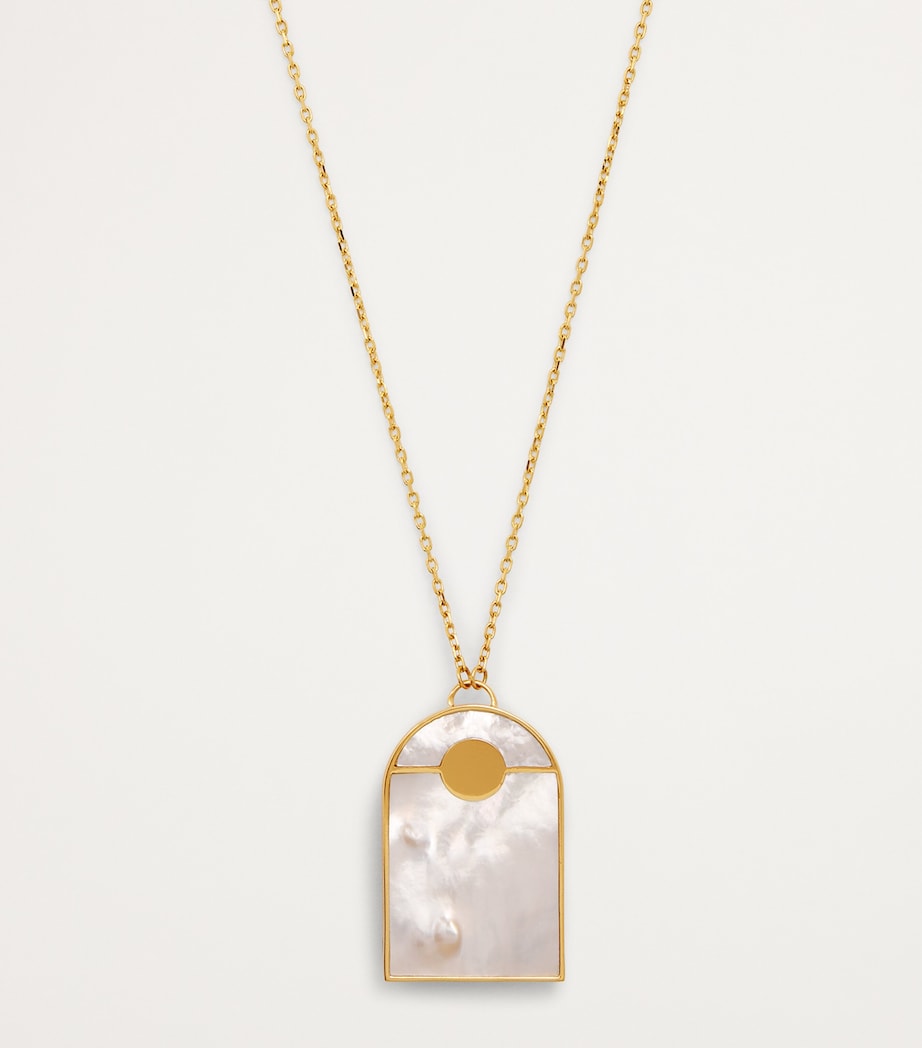 L'ATELIER NAWBAR yellow gold diamond malachite Biladi Palm necklace, UK version