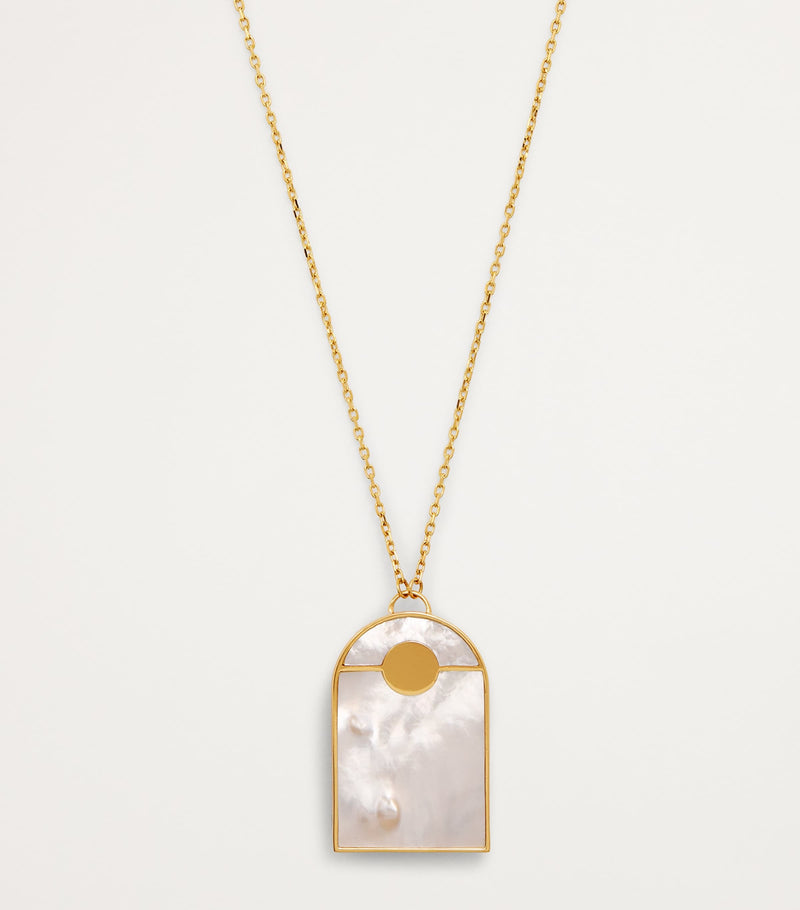 L'ATELIER NAWBAR Yellow Gold, Diamond and Malachite Biladi Palm Necklace
